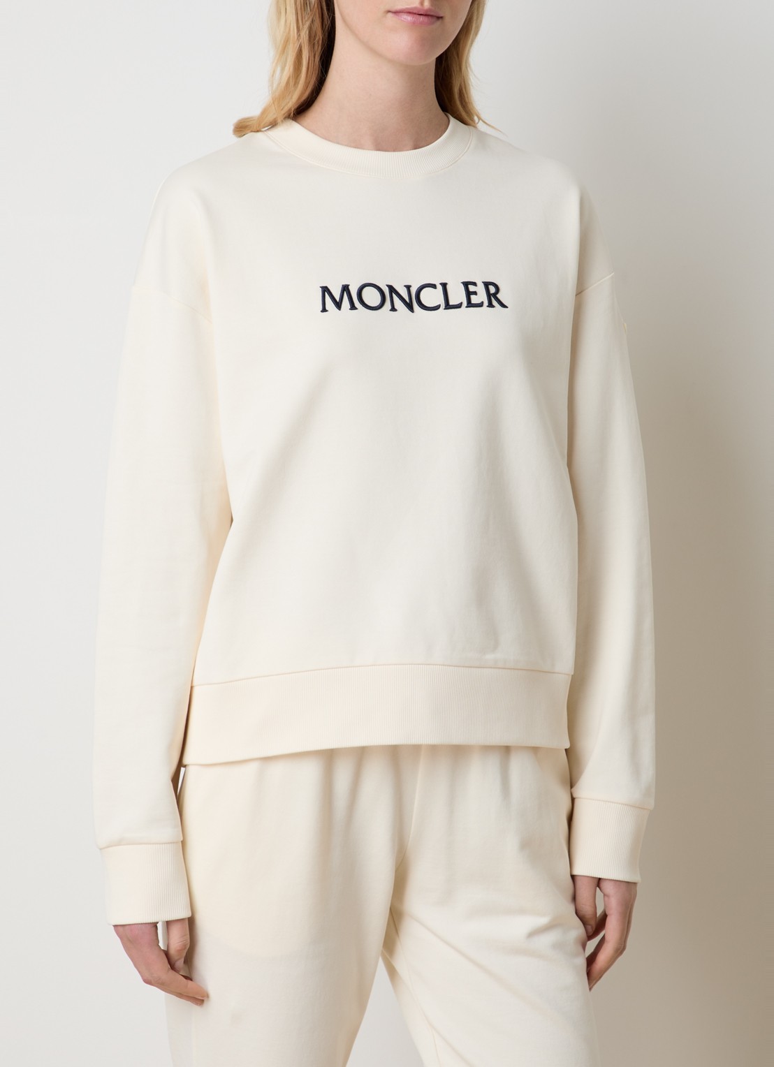 Moncler Sweater met logoborduring - detail 4 wit