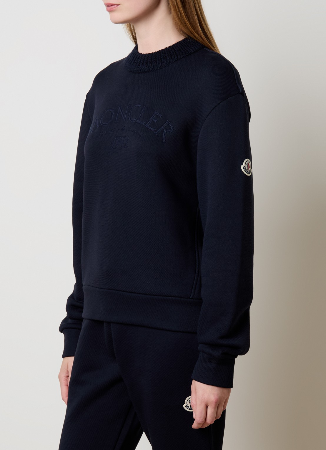 Moncler Sweater met logoborduring - detail 4 donkerblauw