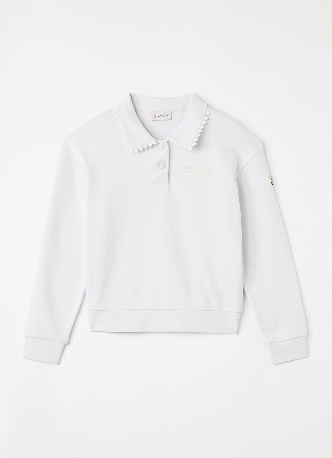 Moncler Sweater met polokraag - voorkant lichtblauw