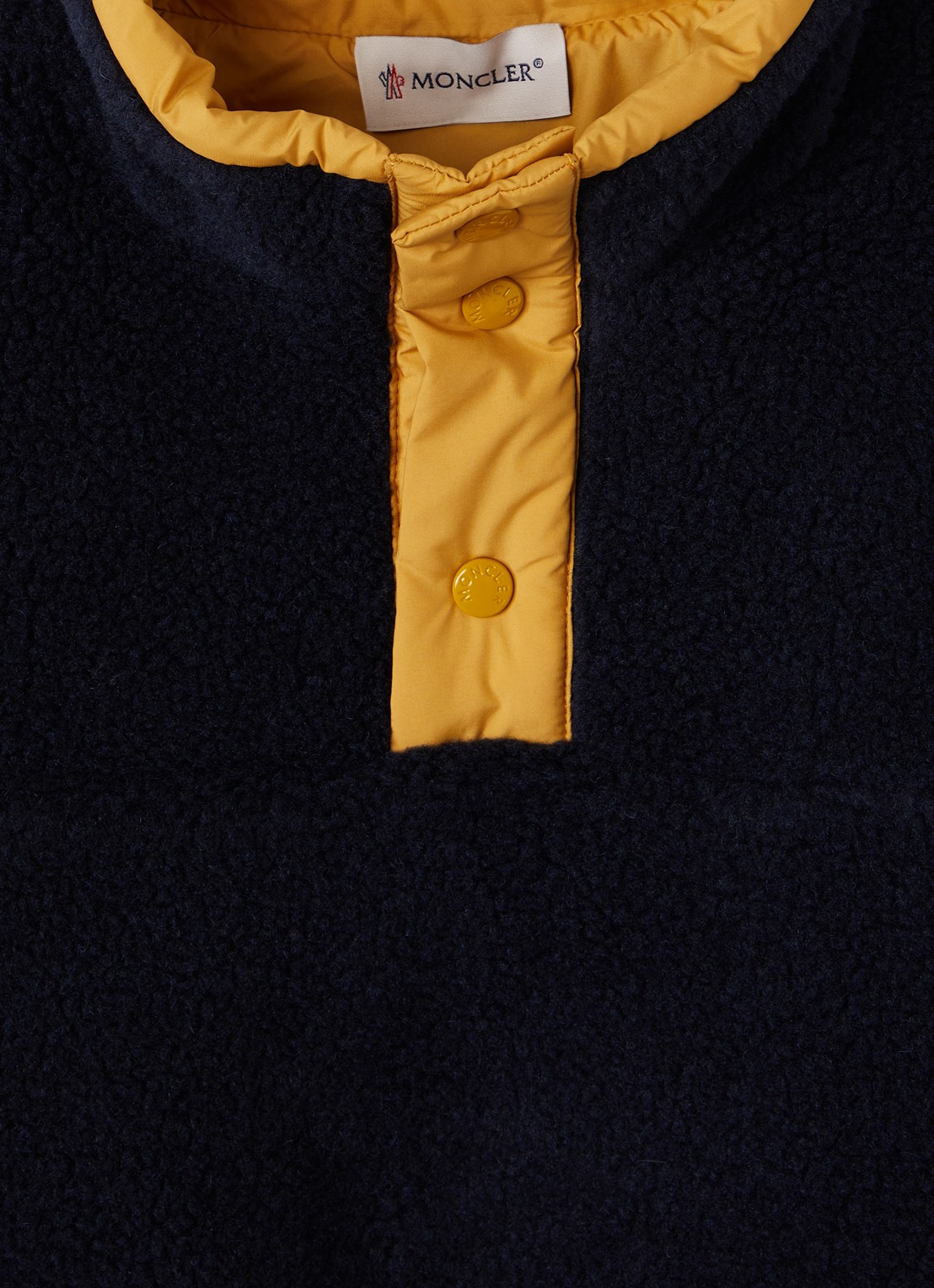 Moncler Sweater van teddy met backprint - detail donkerblauw