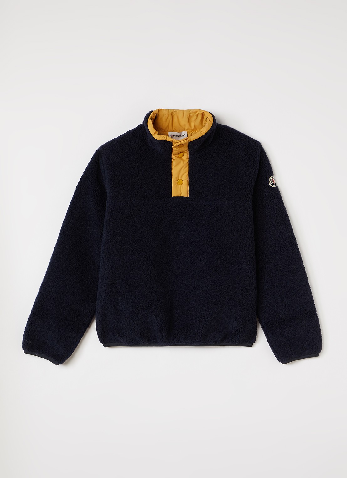 Moncler Sweater van teddy met backprint - voorkant 2 donkerblauw