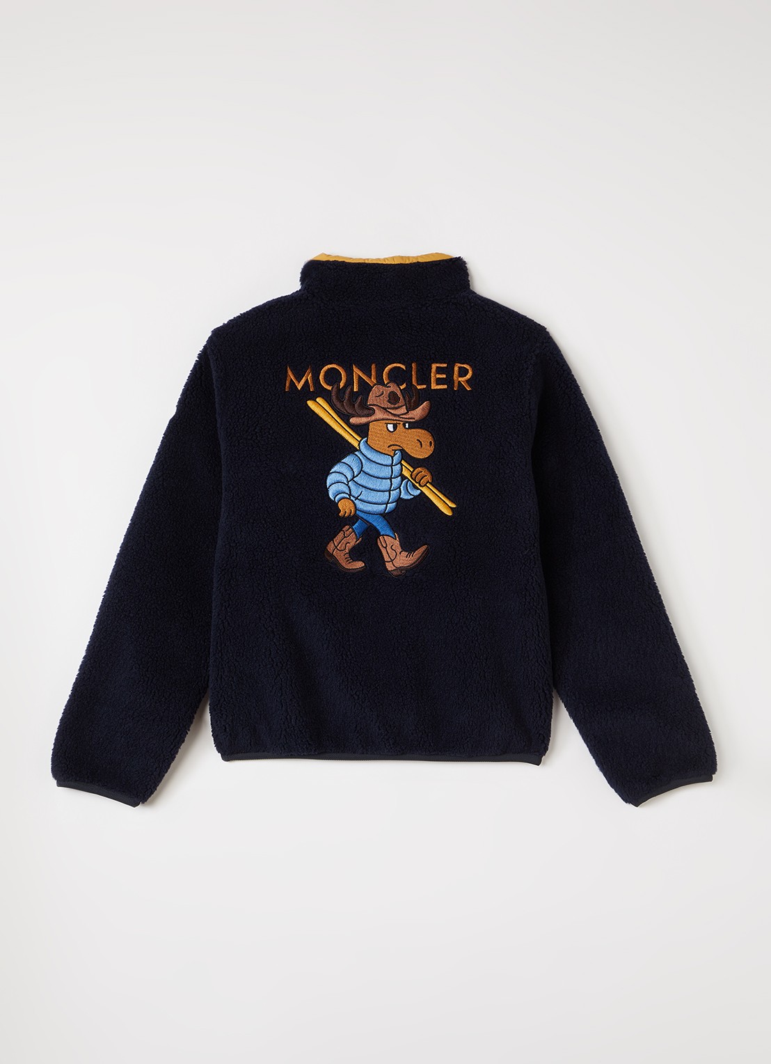 Moncler Sweater van teddy met backprint - voorkant 3 donkerblauw