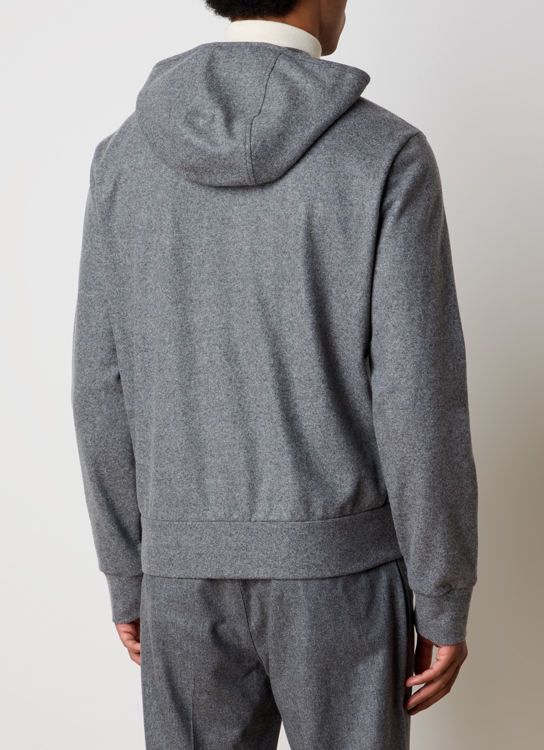 Moncler Sweatvest in scheerwolblend met capuchon - achterkant 6 grijsmele