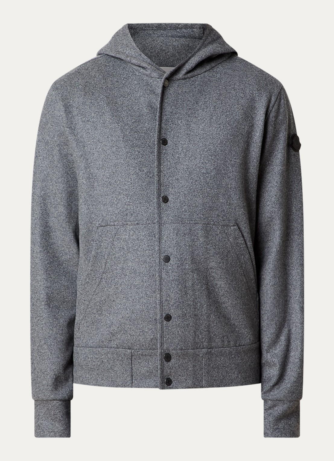 Moncler Sweatvest in scheerwolblend met capuchon - voorkant grijsmele