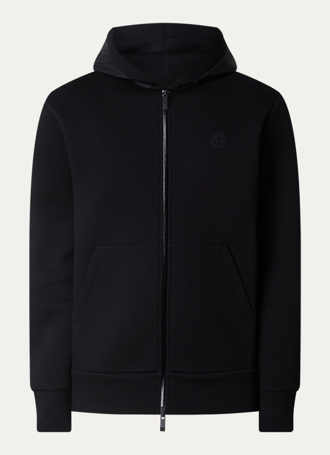 Moncler Sweatvest met capuchon en logo - voorkant zwart