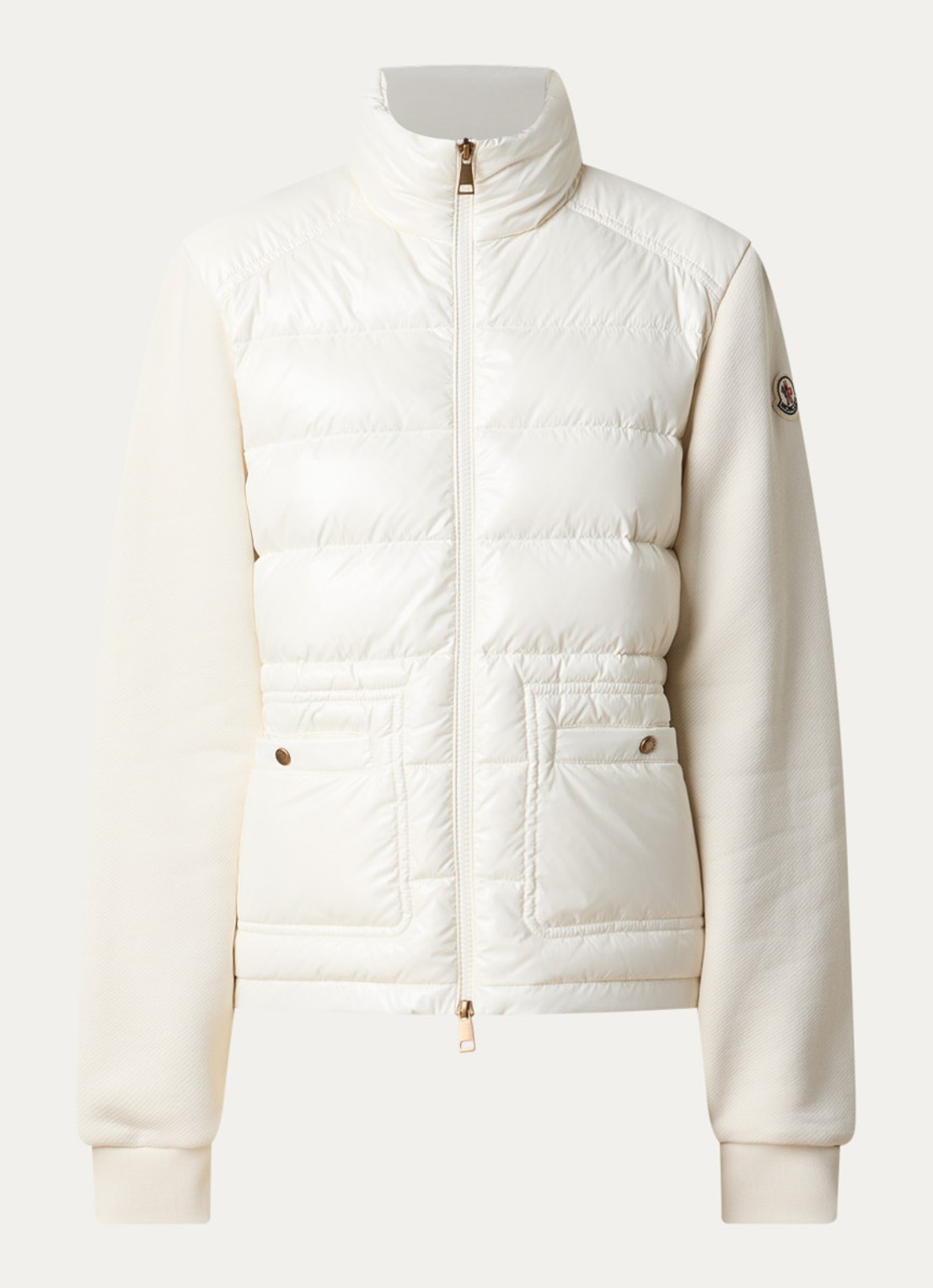 Moncler Sweatvest met gewatteerd voorpand  - voorkant gebroken wit