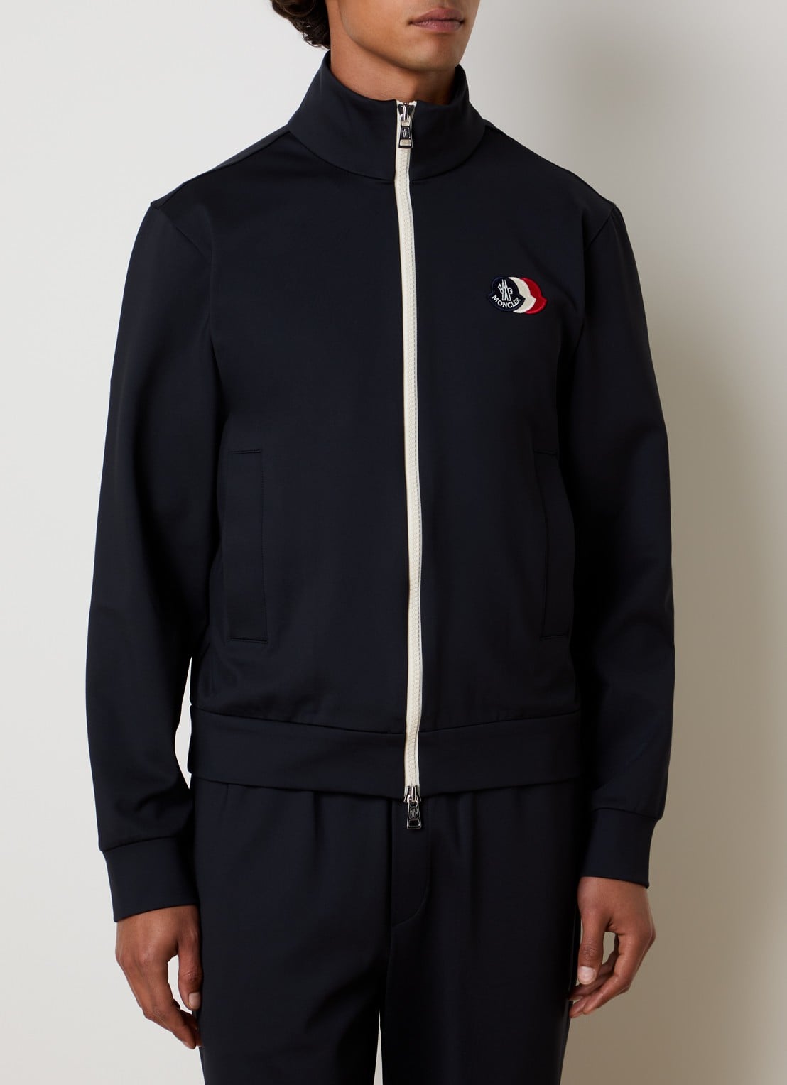 Moncler Sweatvest met logo - detail 4 donkerblauw