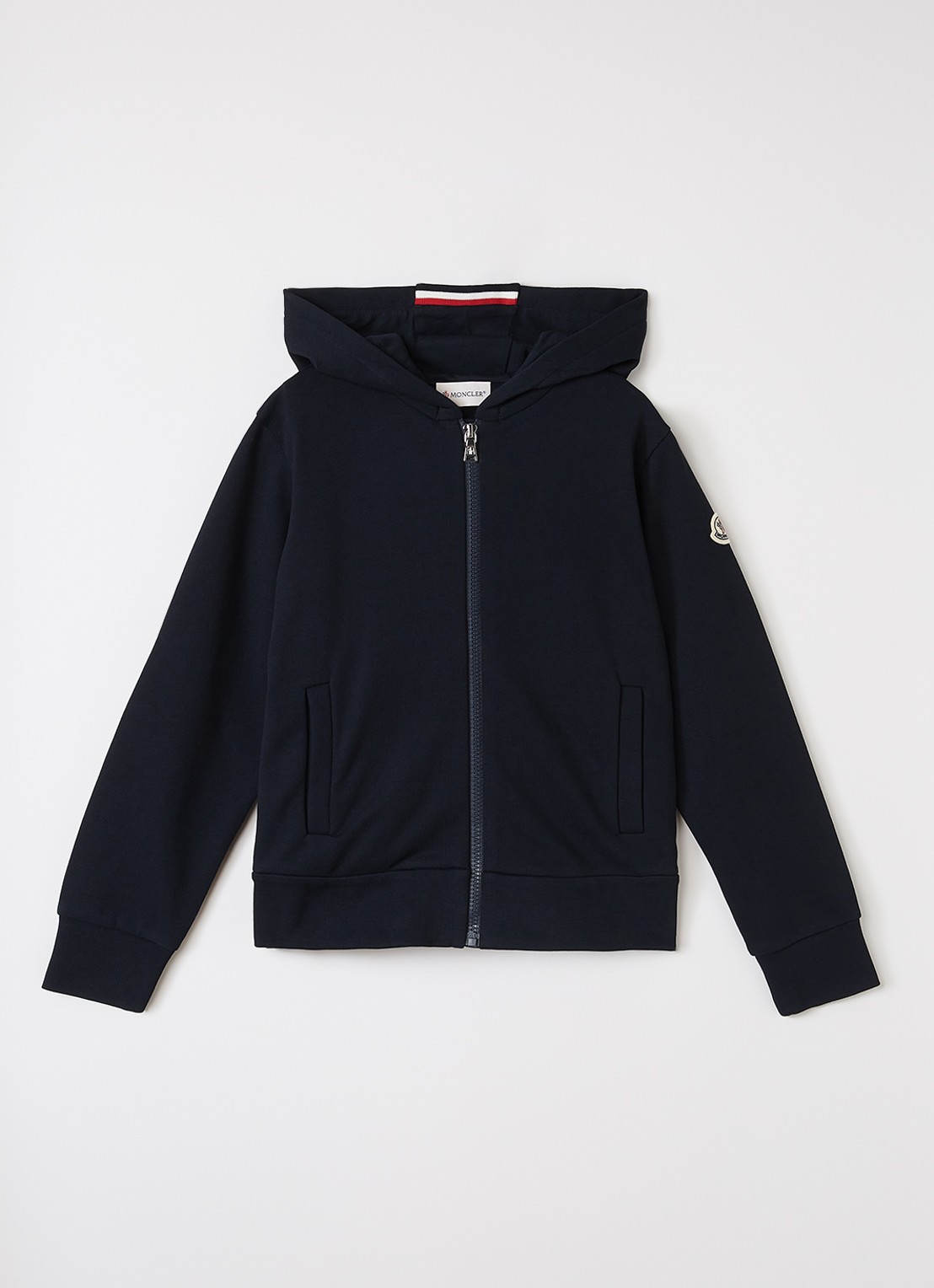 Moncler Sweatvest met logoborduring - voorkant 2 donkerblauw
