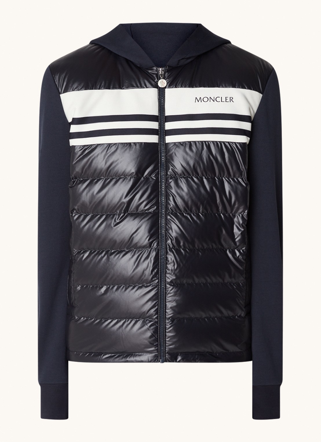 Moncler Sweatvest van jersey met gewatteerde voorpand en donsvulling  - voorkant 5 blauw