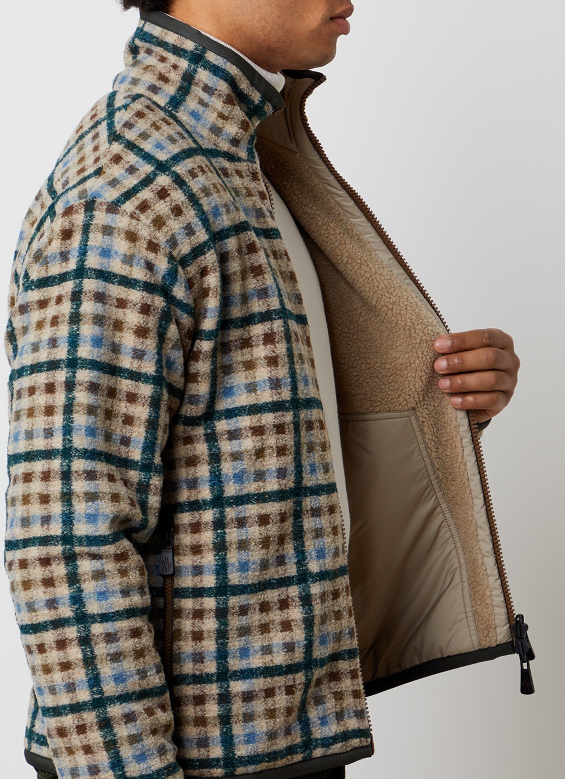 Moncler Sweatvest van teddy met steekzakken - detail 6 donkergroen