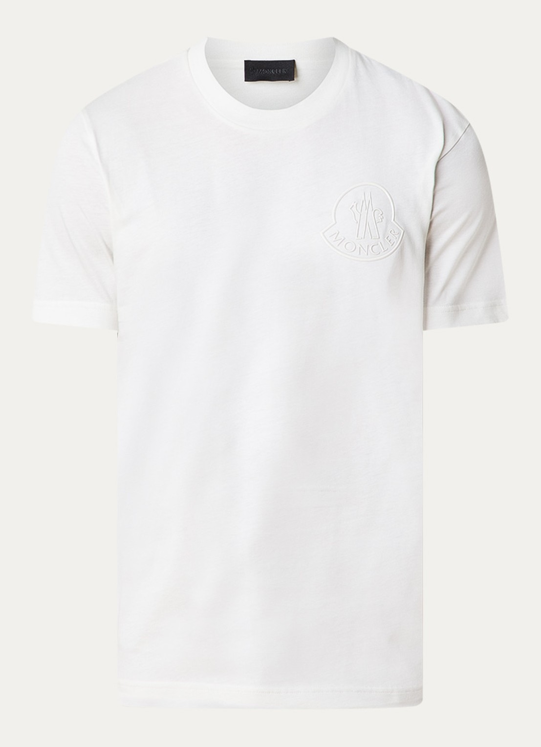 Moncler T-shirt met 3D logo - voorkant 2 gebroken wit
