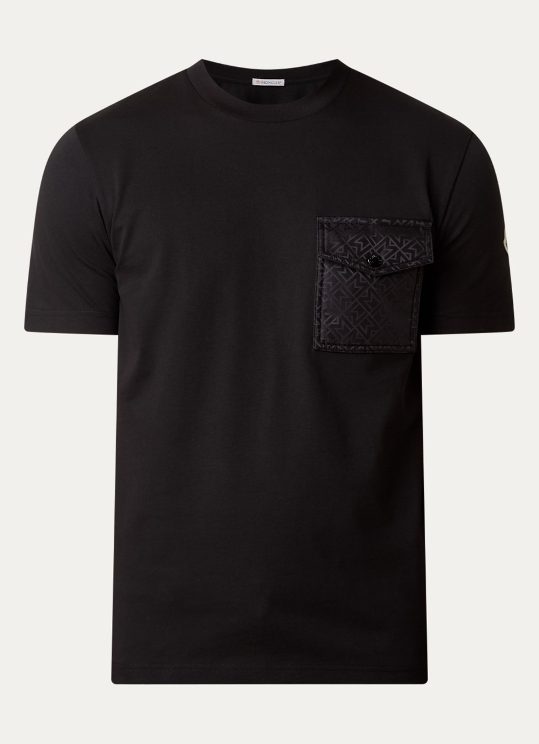 Moncler T-shirt met borstzak en logo - voorkant 4 zwart