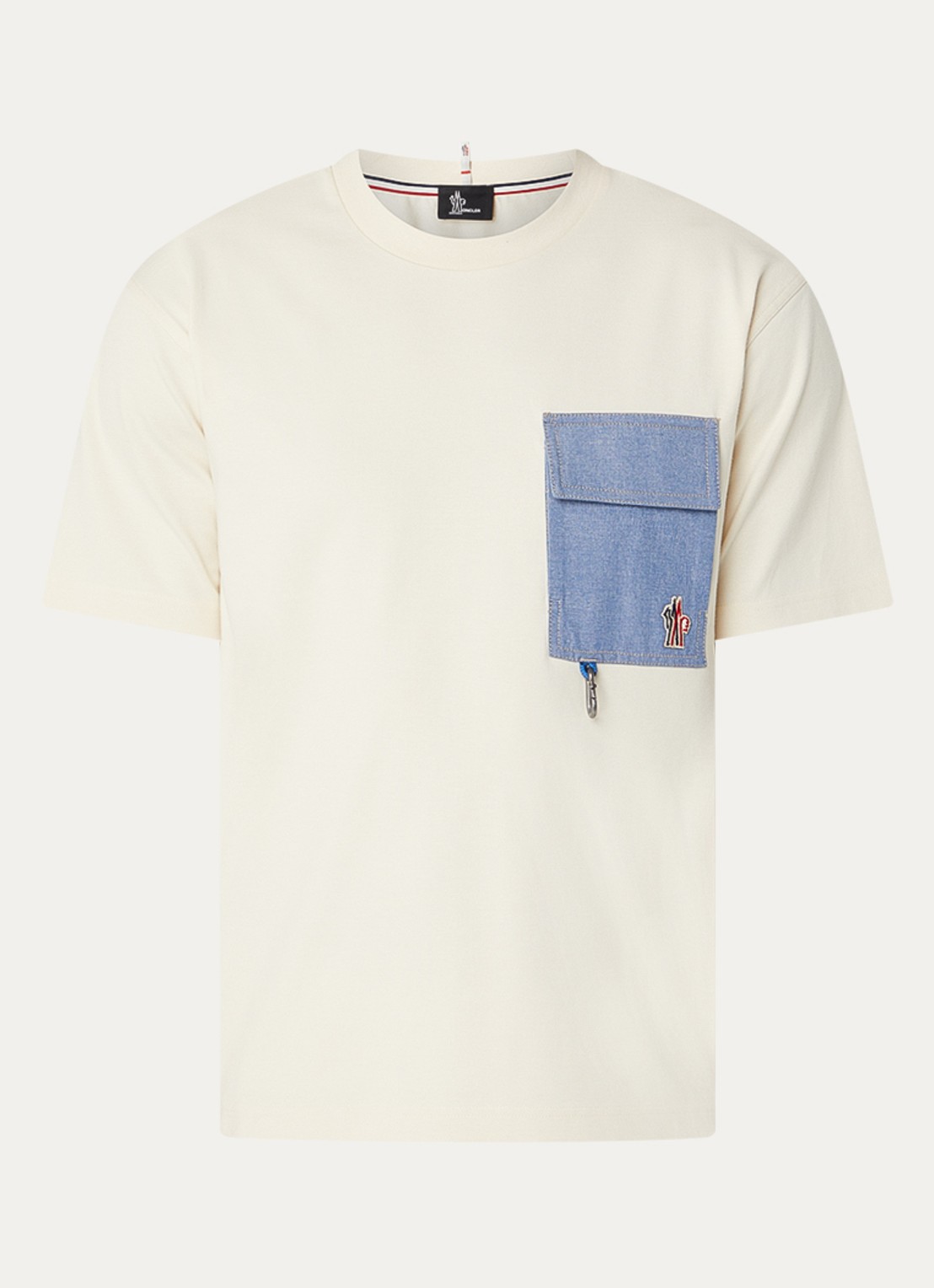 Moncler T-shirt met borstzak en logo - voorkant 4 beige