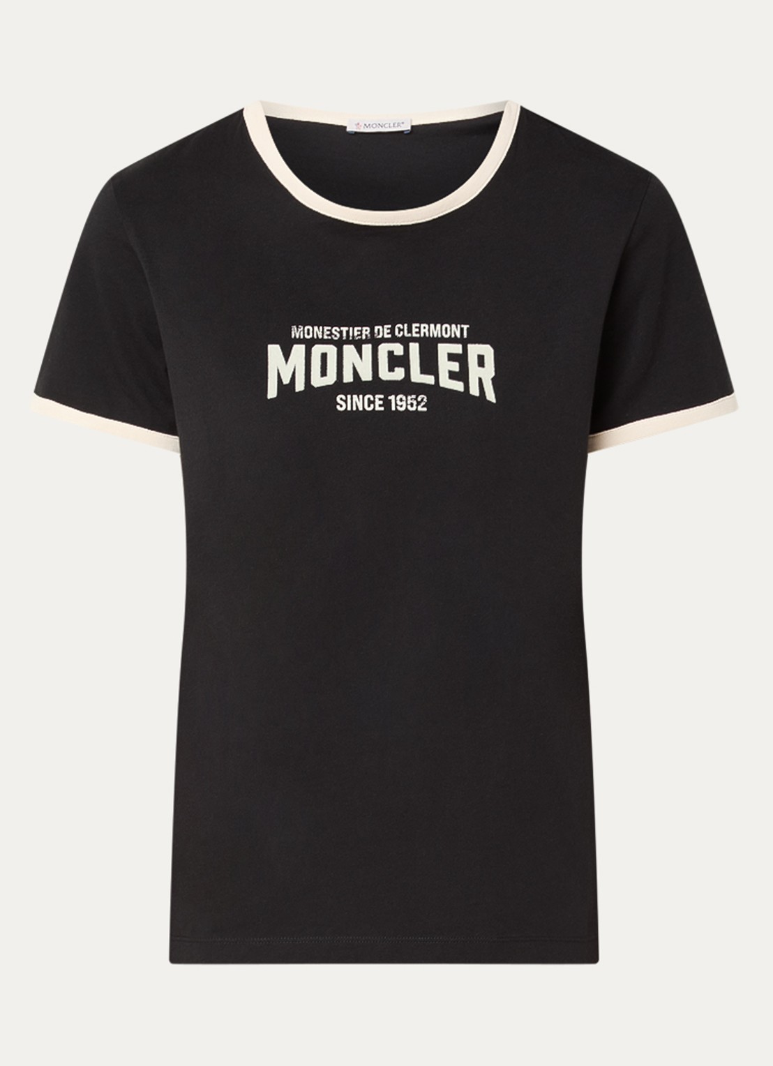Moncler T-shirt met flock logoprint - voorkant 3 zwart