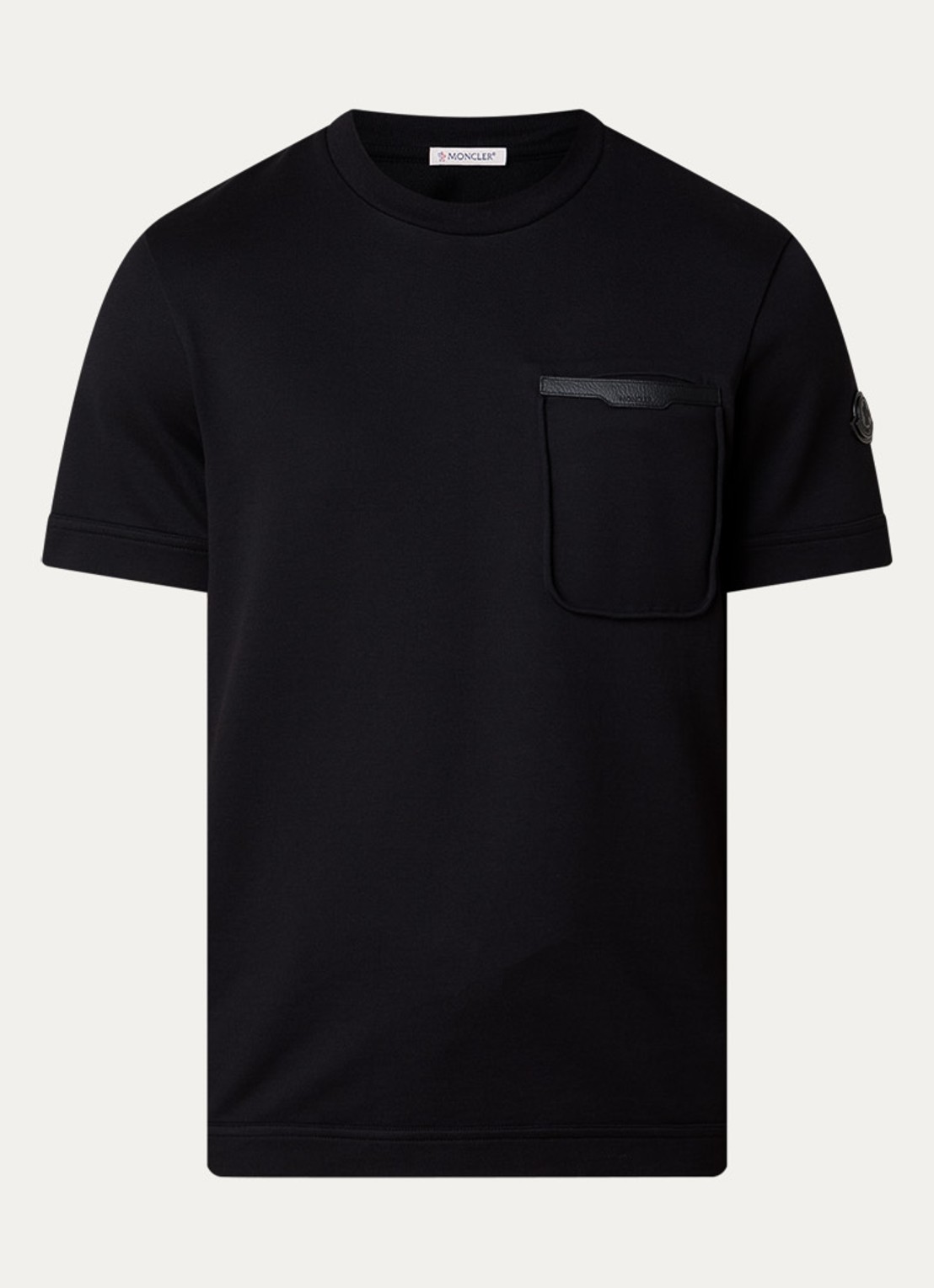 Moncler T-shirt met logo en borstzak - voorkant 4 zwart