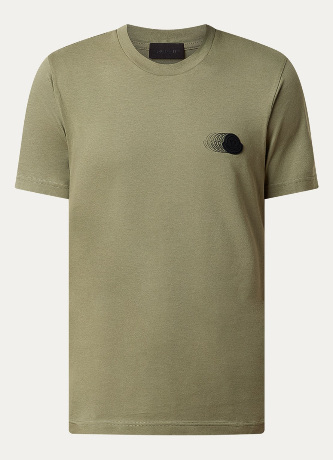 Moncler T-shirt met logo - voorkant 3 mosgroen
