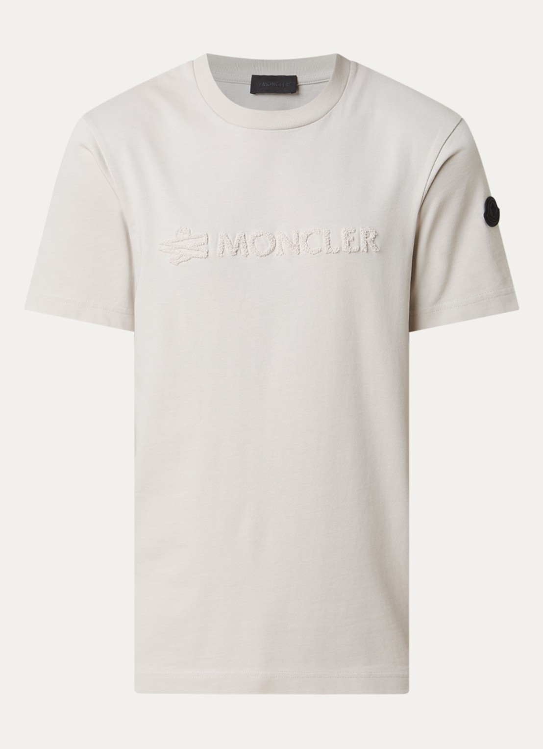 Moncler T-shirt met logo - voorkant 4 gebroken wit