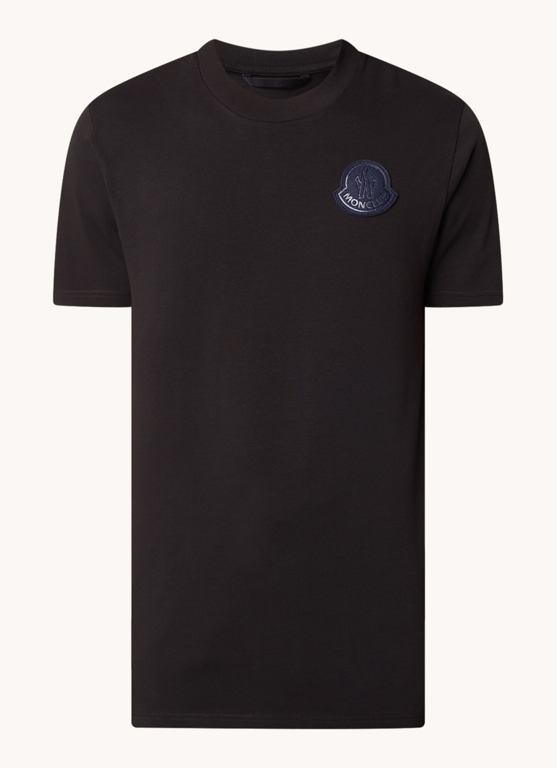 Moncler T-shirt met logoborduring  - voorkant zwart