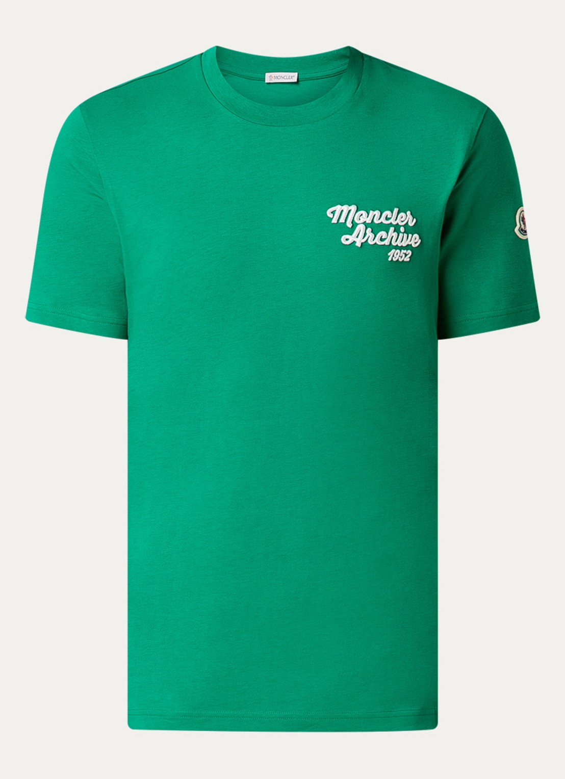 Moncler T-shirt met logoborduring - voorkant 3 donkergroen