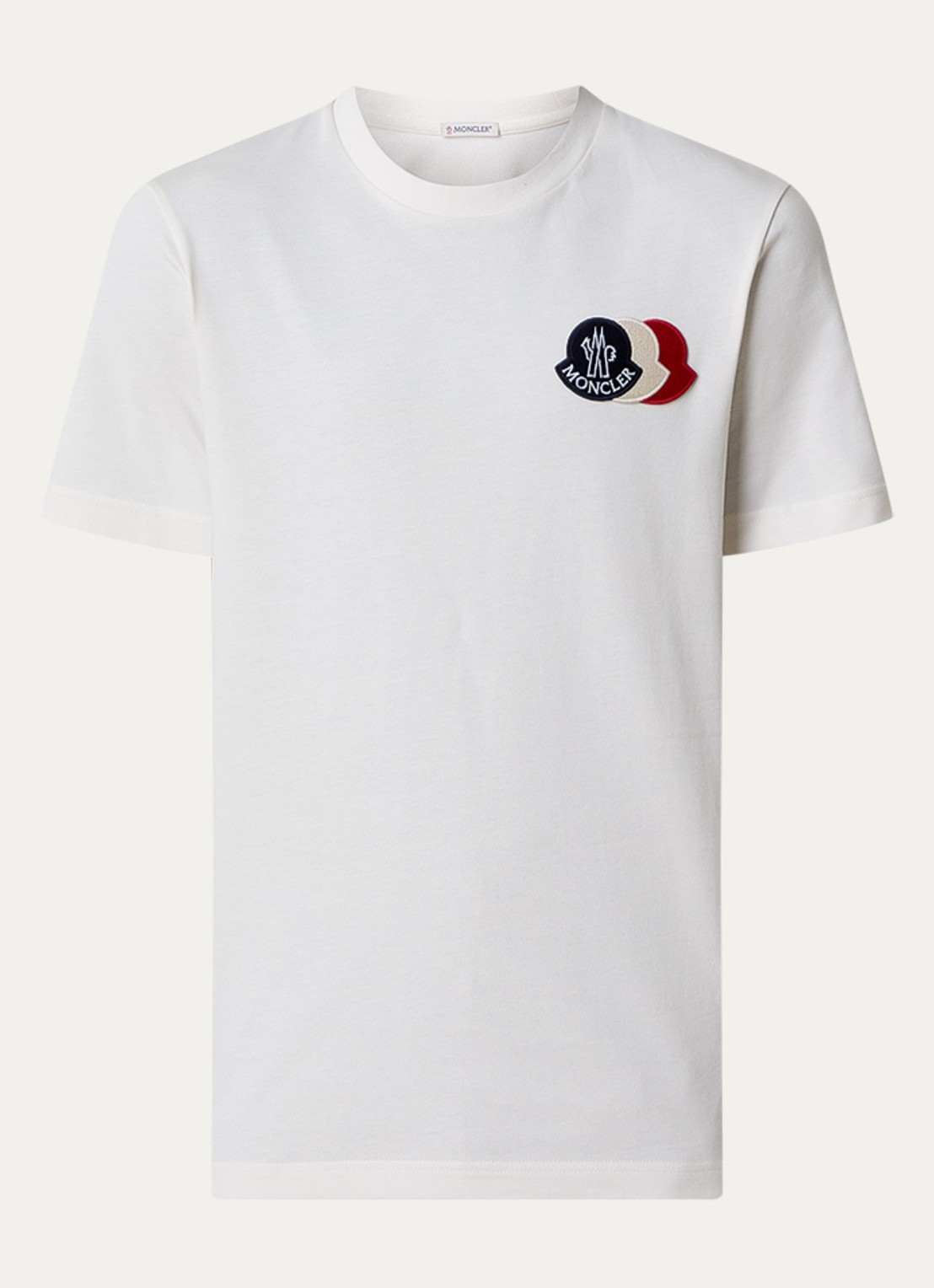 Moncler T-shirt met logoborduring - voorkant 4 creme