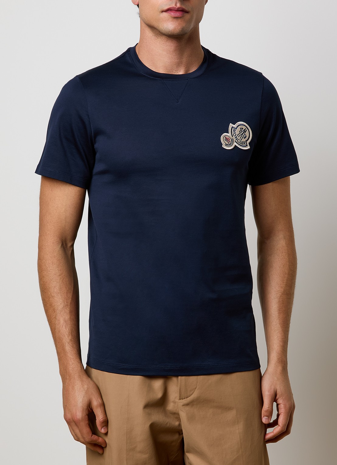 Moncler T-shirt met logoborduring - detail 3 donkerblauw