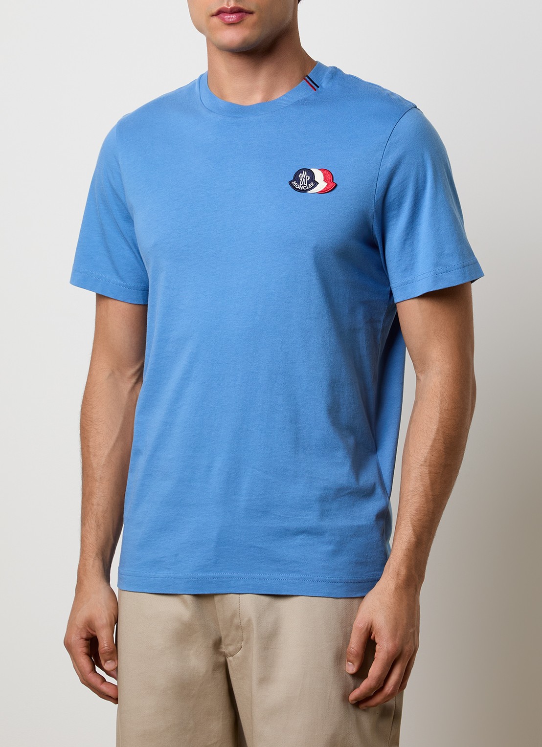 Moncler T-shirt met logoborduring - detail 3 blauw