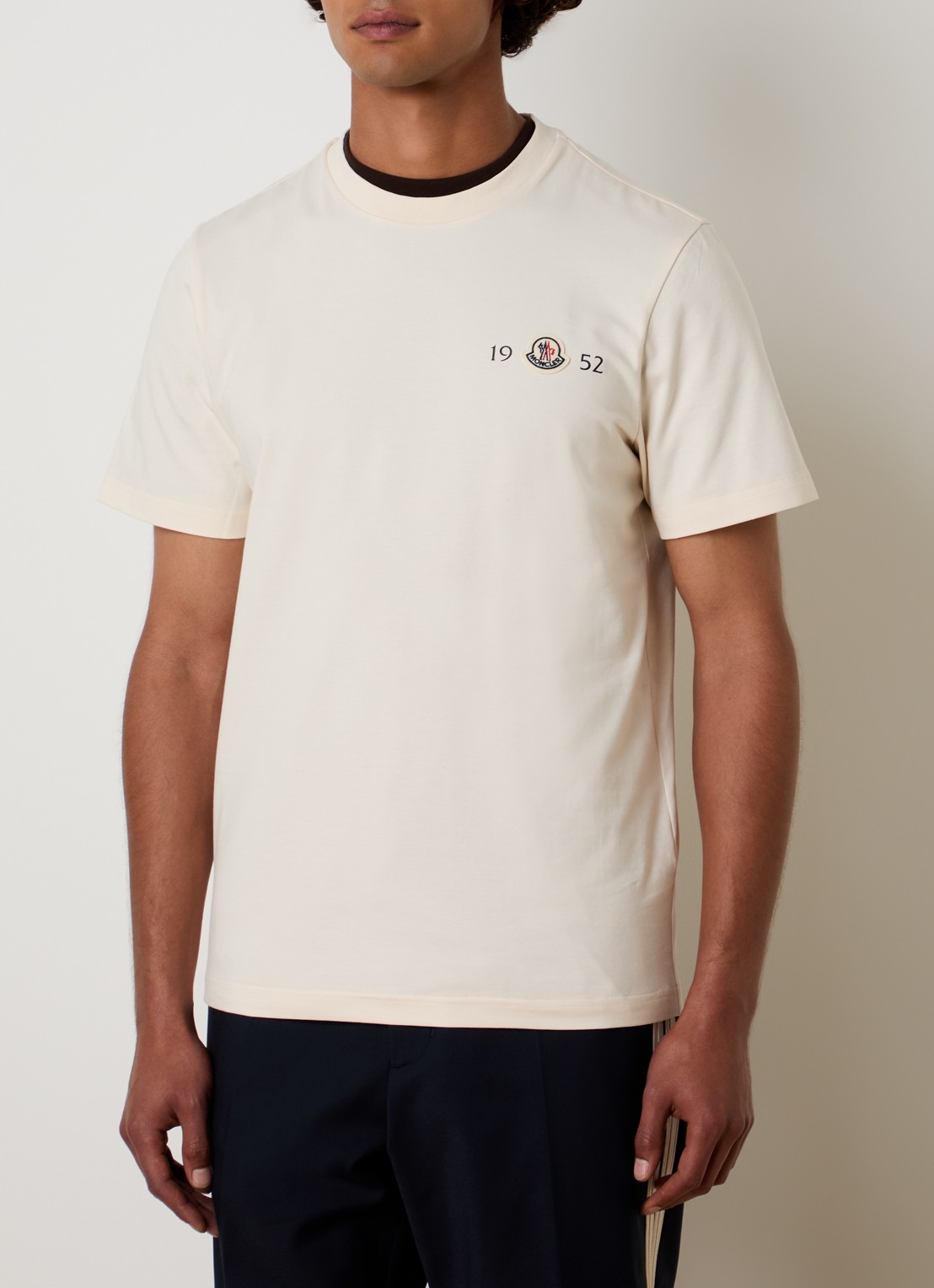 Moncler T-shirt met logoborduring - detail 4 creme