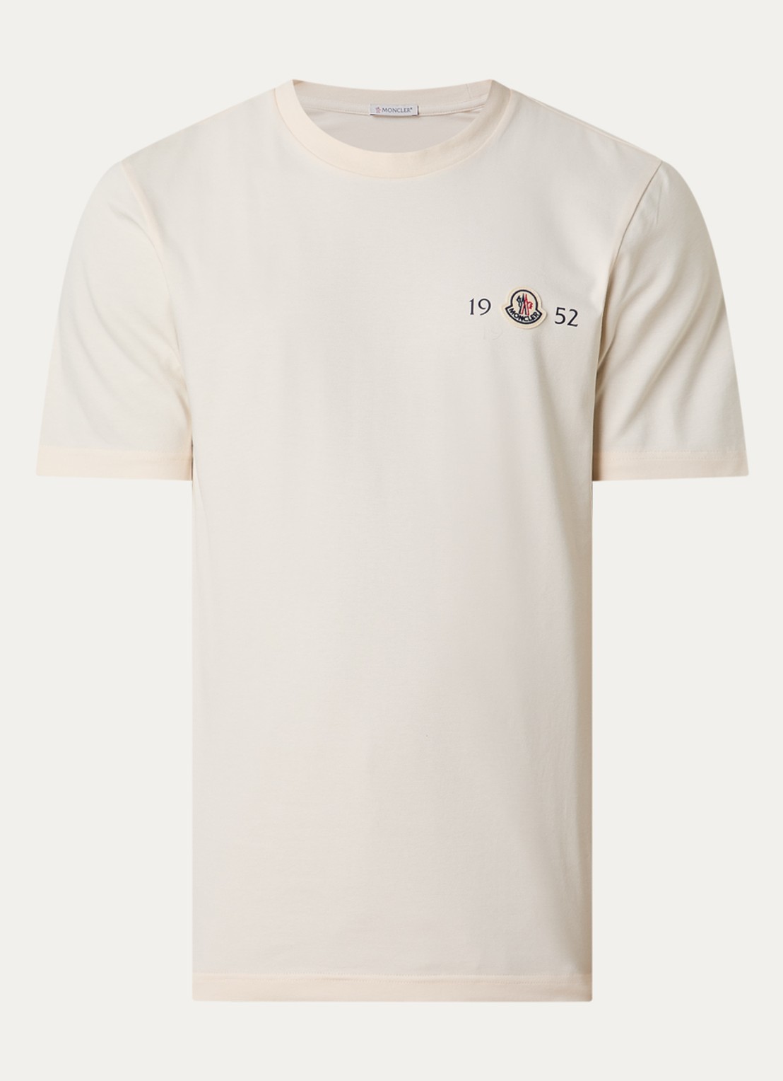 Moncler T-shirt met logoborduring - voorkant creme