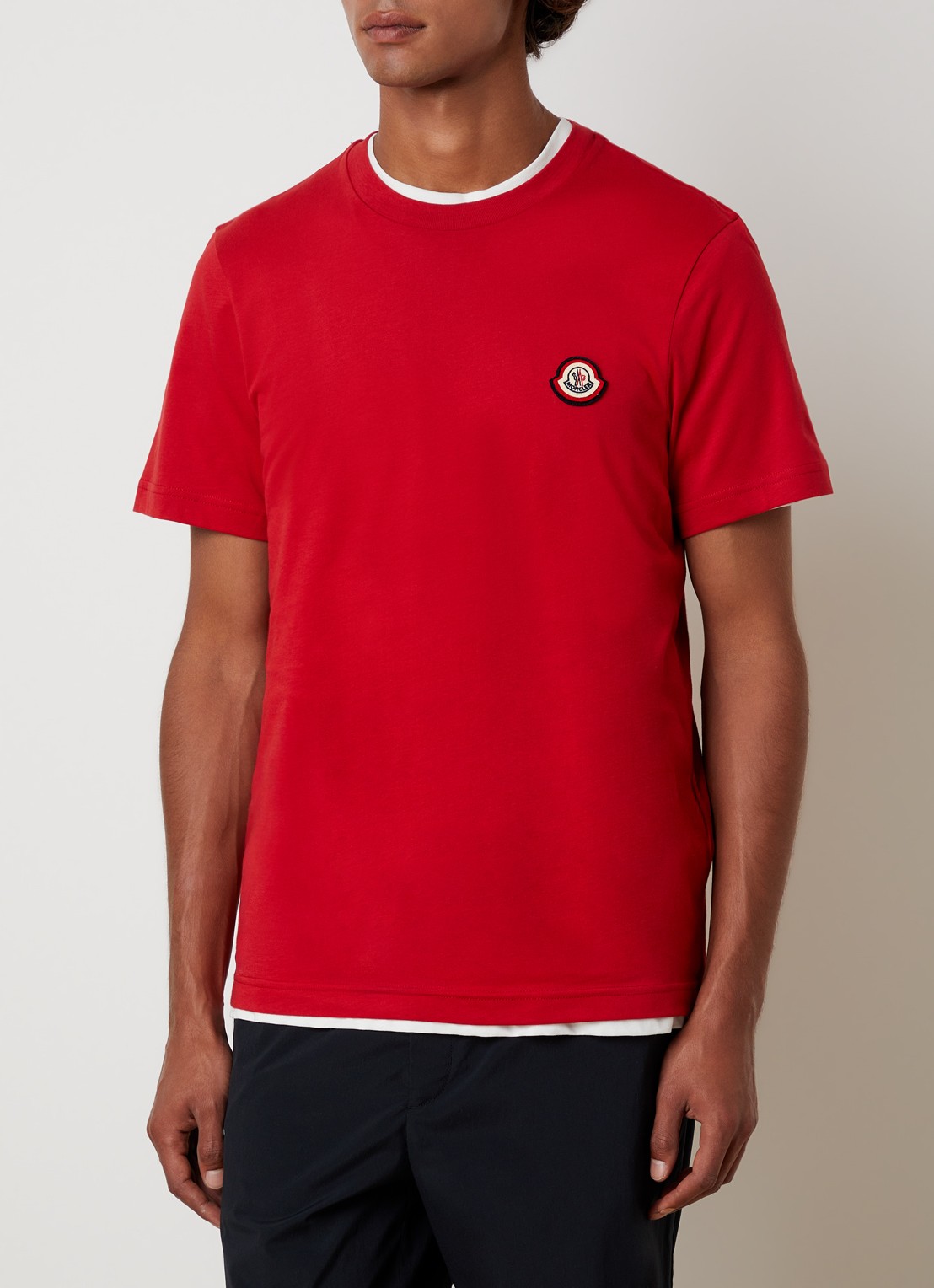 Moncler T-shirt met logoborduring - detail 4 rood