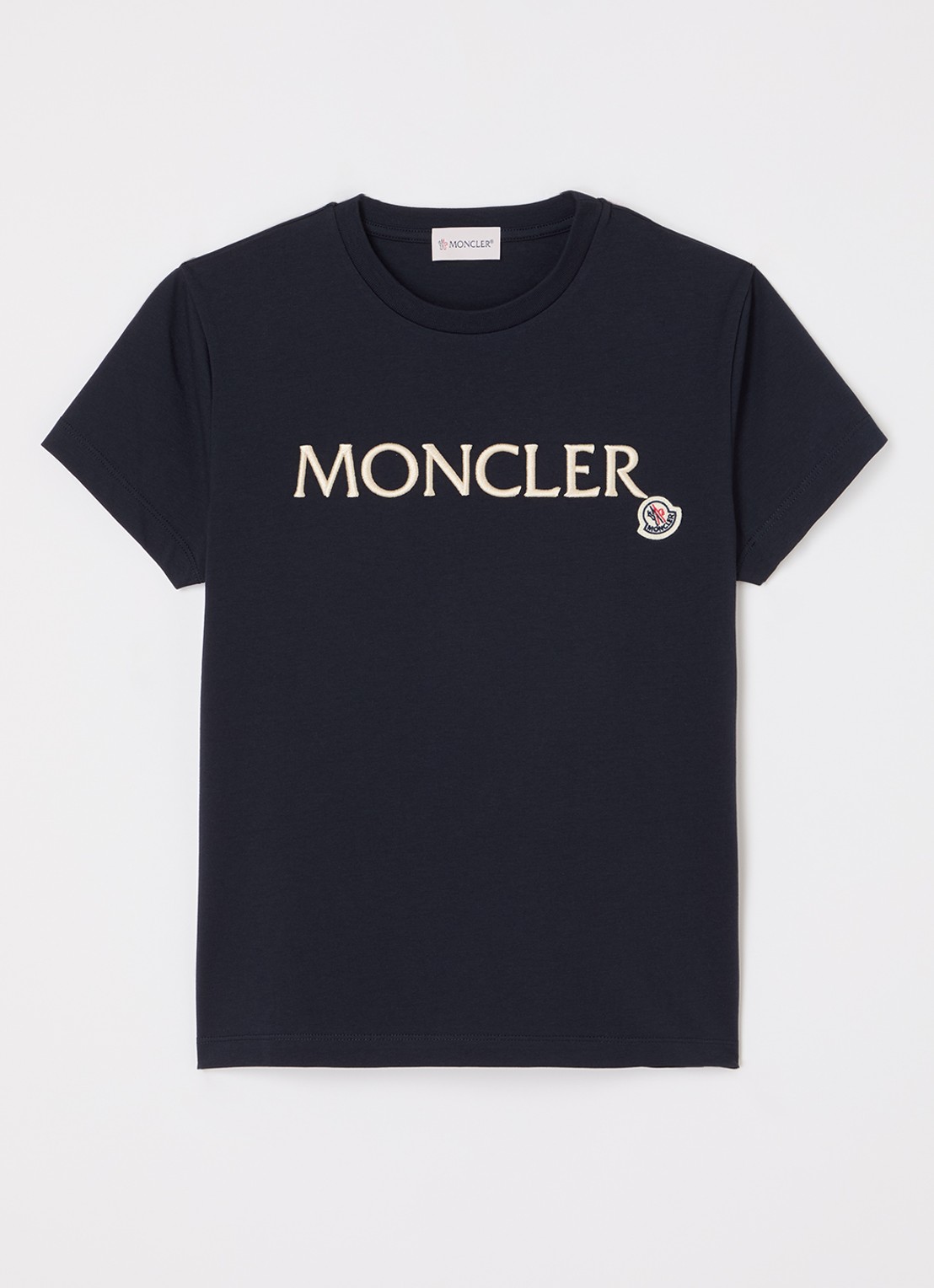 Moncler T-shirt met logoborduring - voorkant donkerblauw