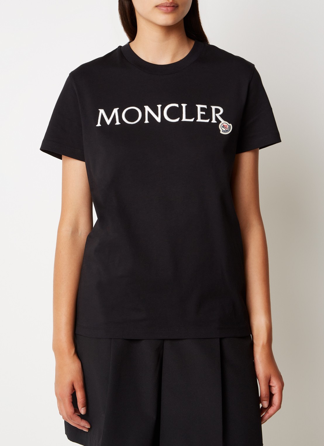 Moncler T-shirt met logoborduring - detail 4 zwart