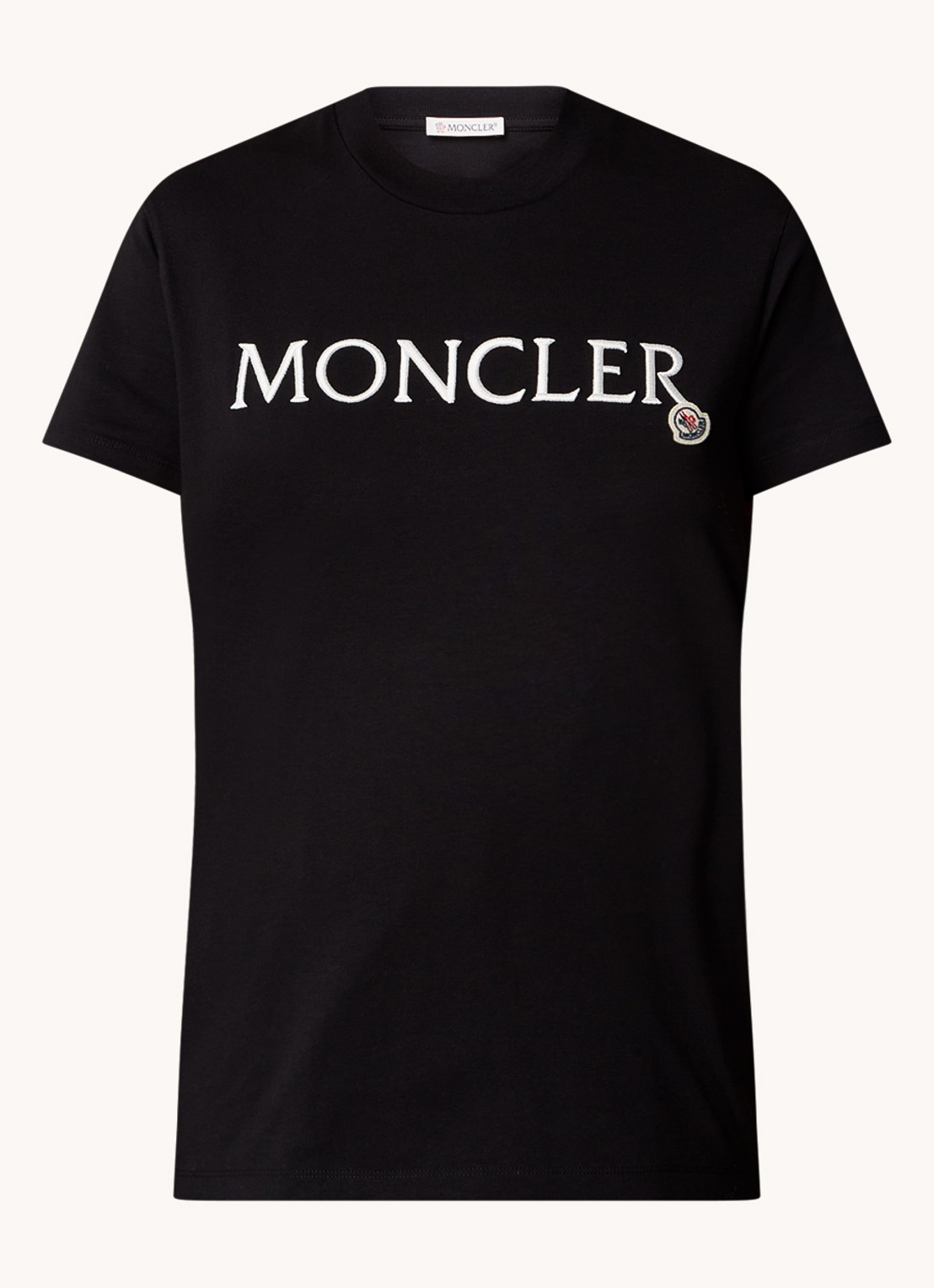Moncler T-shirt met logoborduring - voorkant 2 zwart