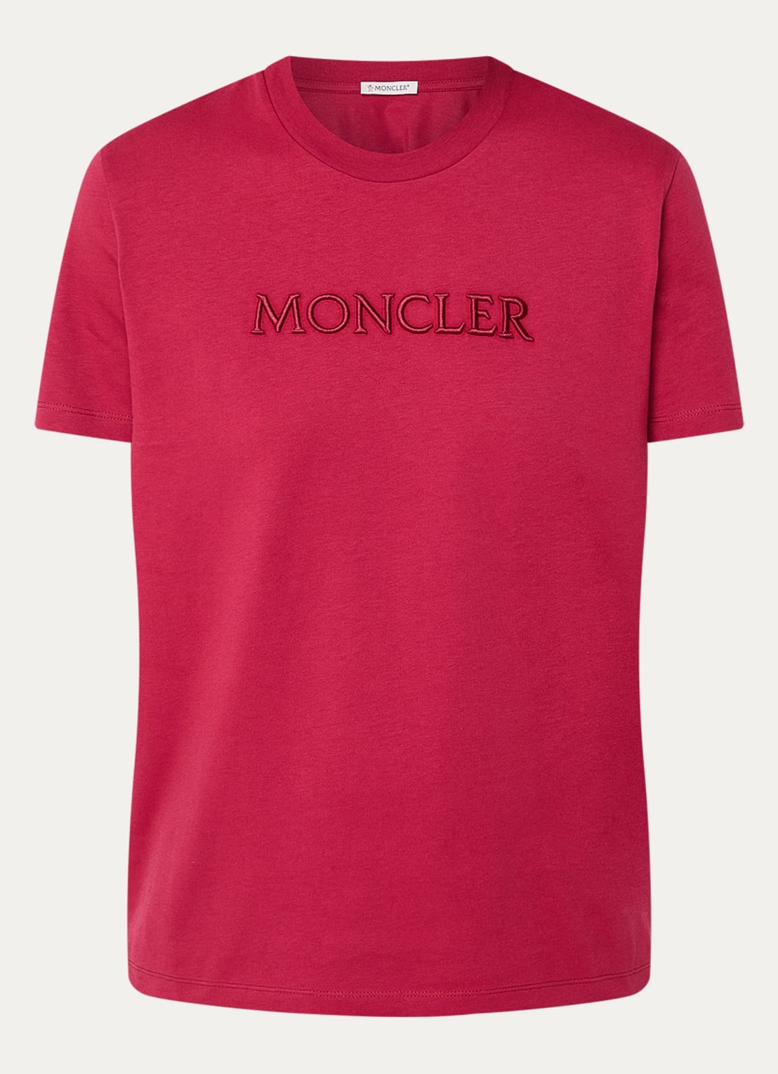 Moncler T-shirt met logoborduring - voorkant 2 donkerrood