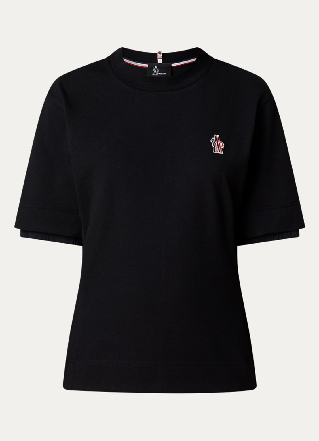Moncler T-shirt met logoborduring - voorkant 2 zwart