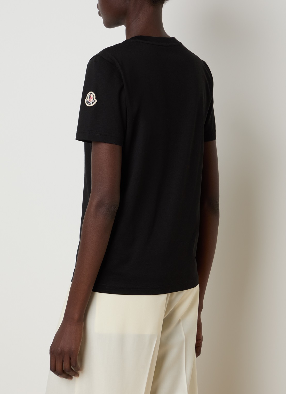 Moncler T-shirt met logoborduring - achterkant 3 zwart