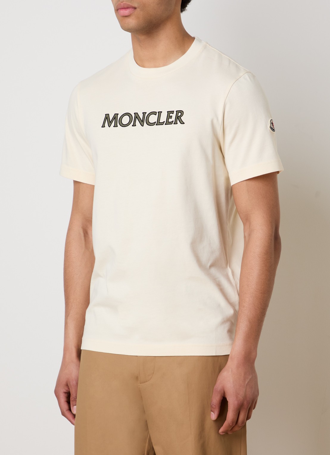 Moncler T-shirt met logoprint - detail 2 creme