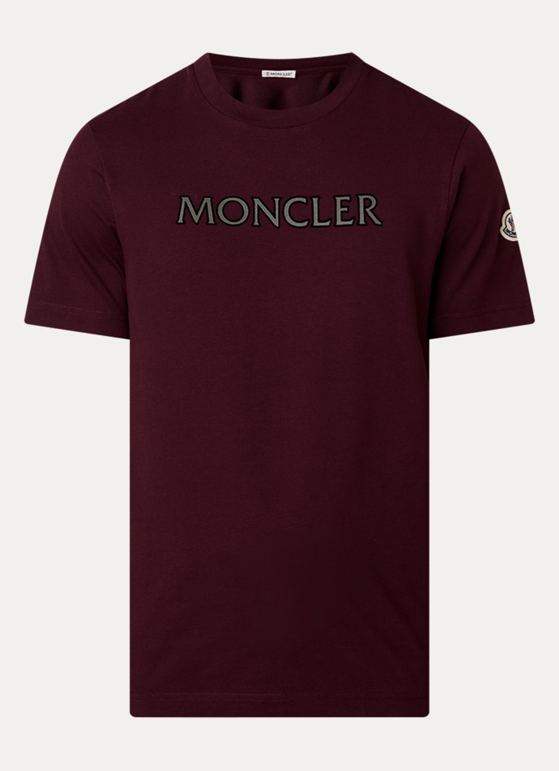 Moncler T-shirt met logoprint - voorkant 3 bordeauxrood