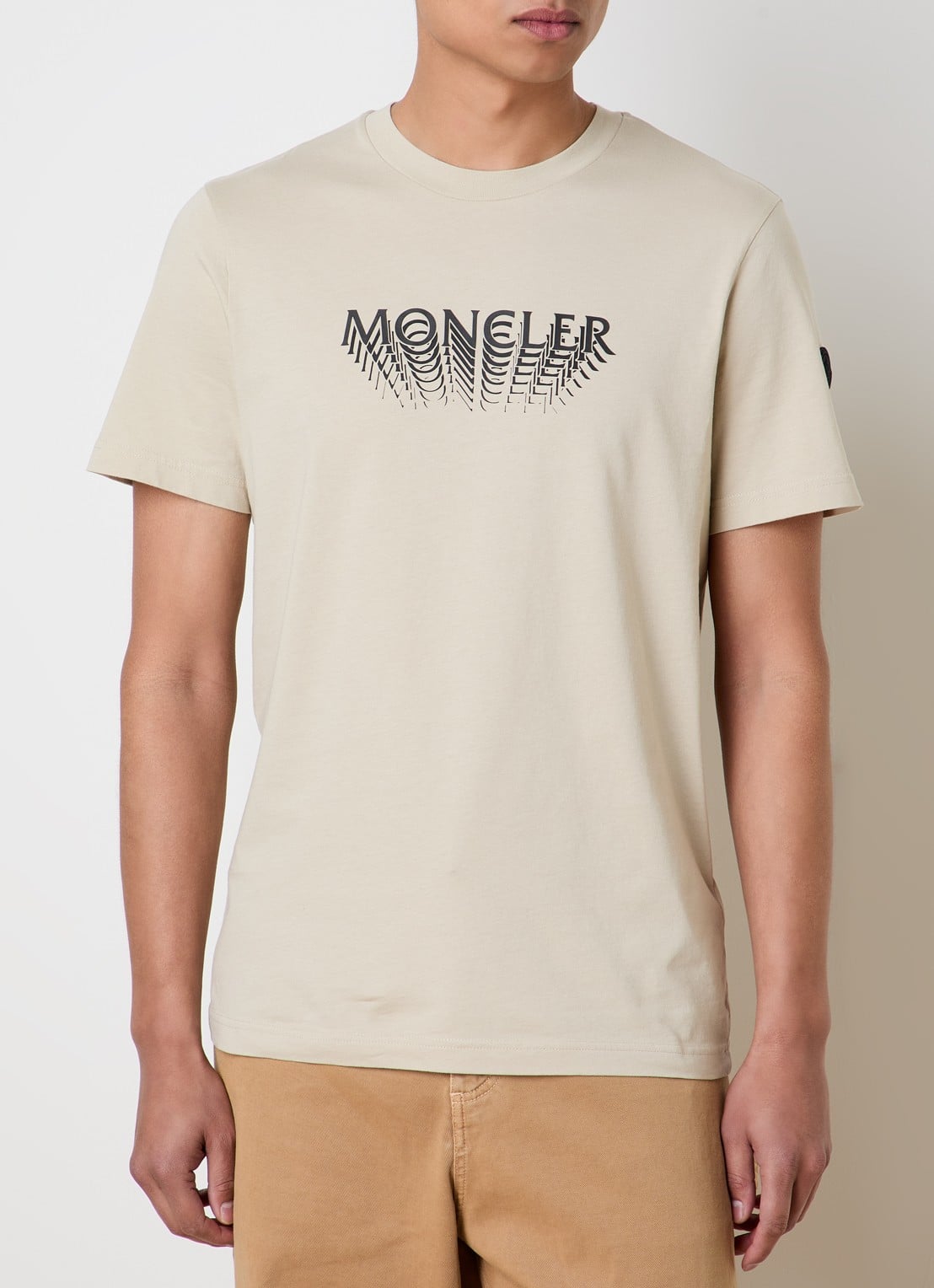 Moncler T-shirt met logoprint - detail 3 beige