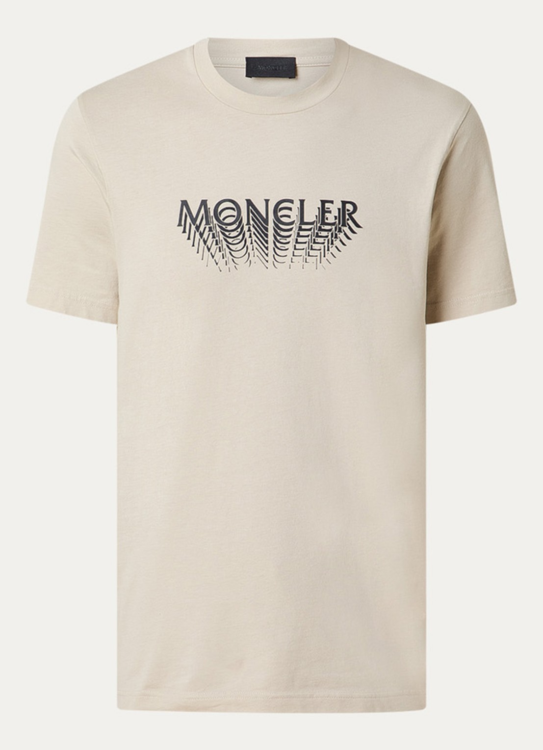 Moncler T-shirt met logoprint - voorkant beige