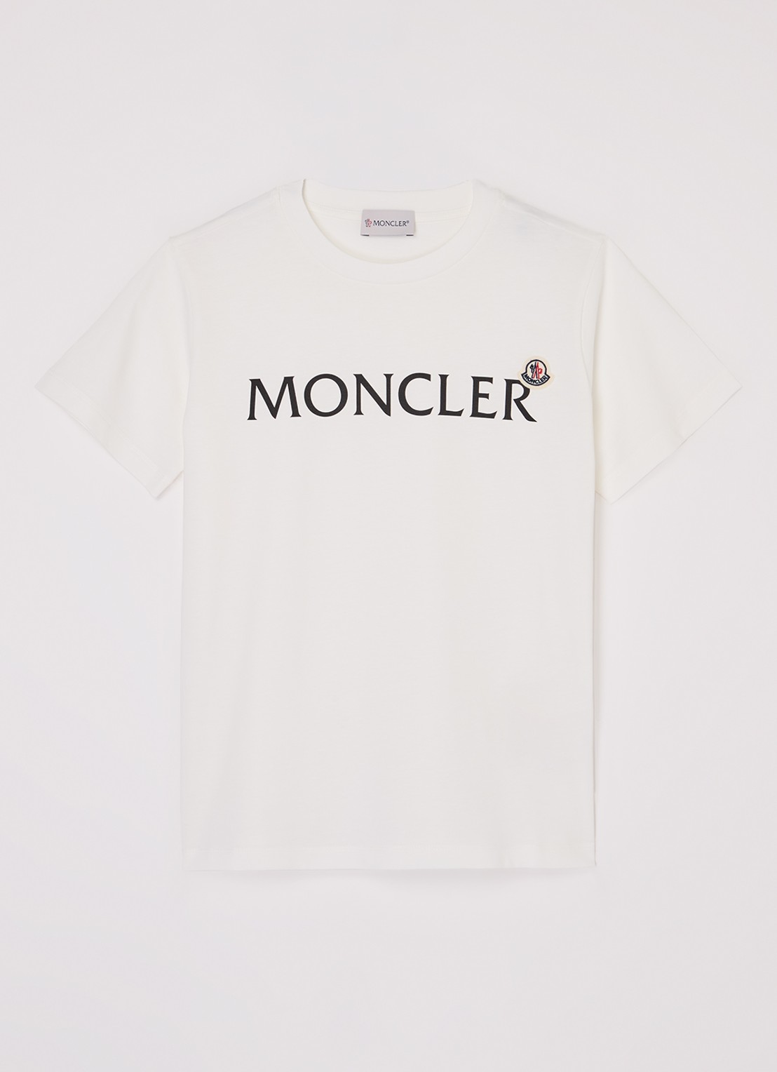 Moncler T-shirt met logoprint - voorkant gebroken wit