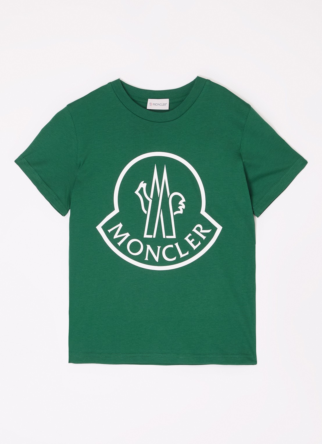 Moncler T-shirt met logoprint - voorkant donkergroen