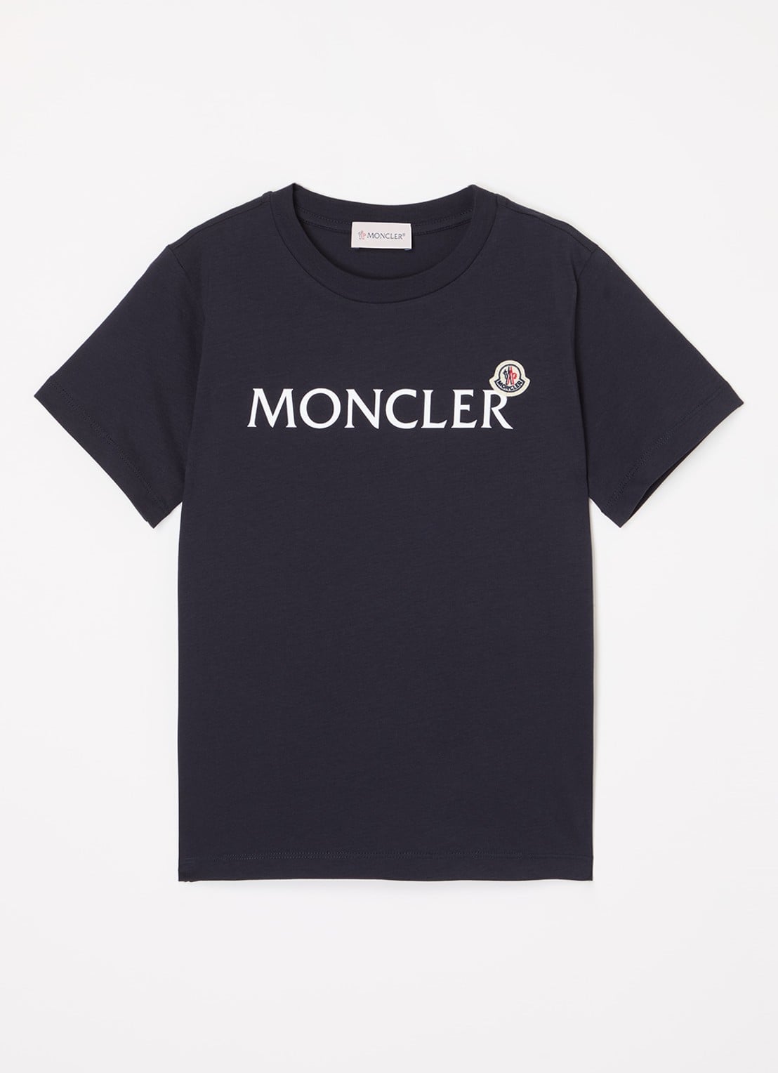 Moncler T-shirt met logoprint - voorkant donkerblauw