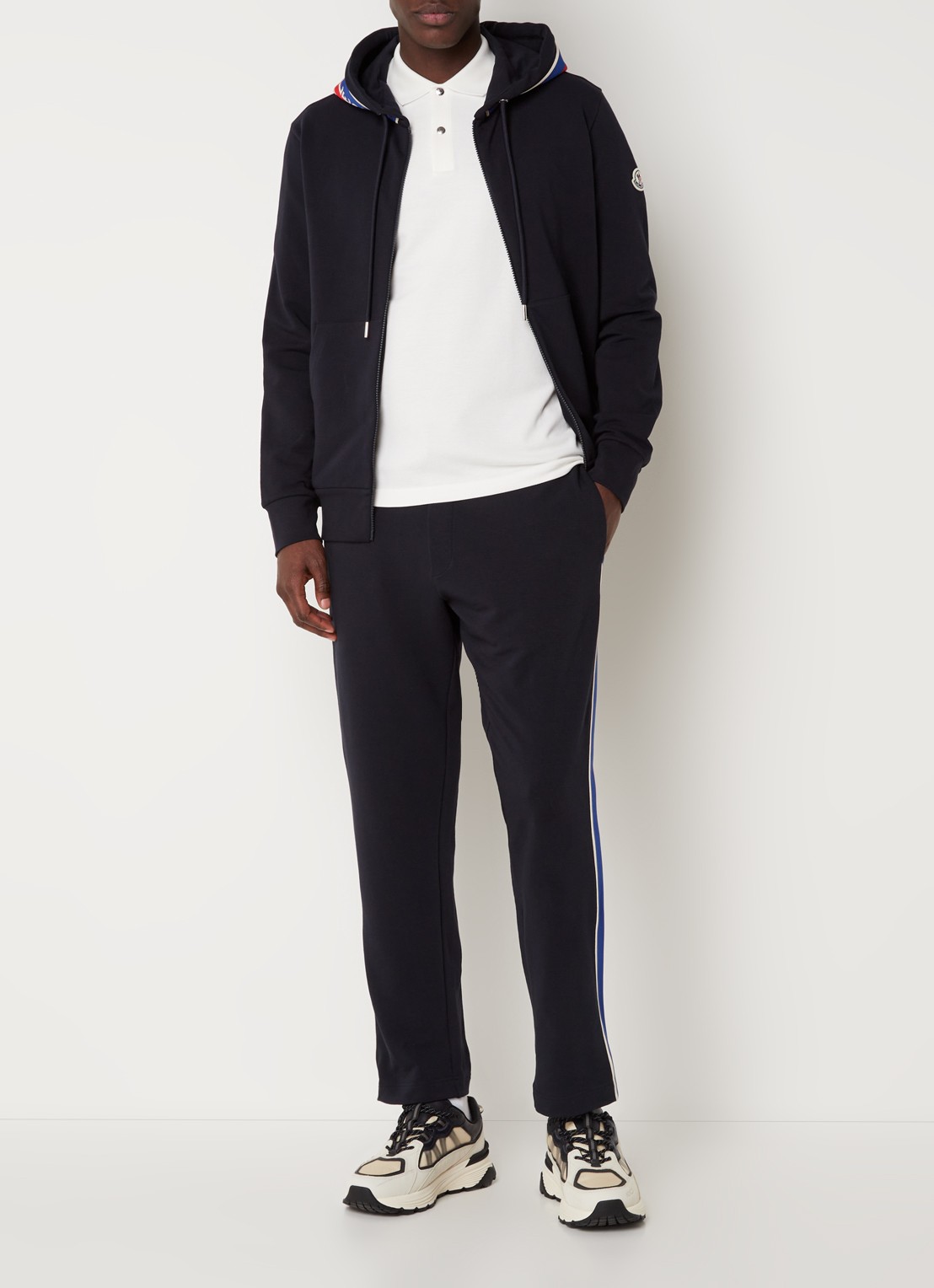 Moncler Tapered fit joggingbroek met logoband - voorkant 3 donkerblauw
