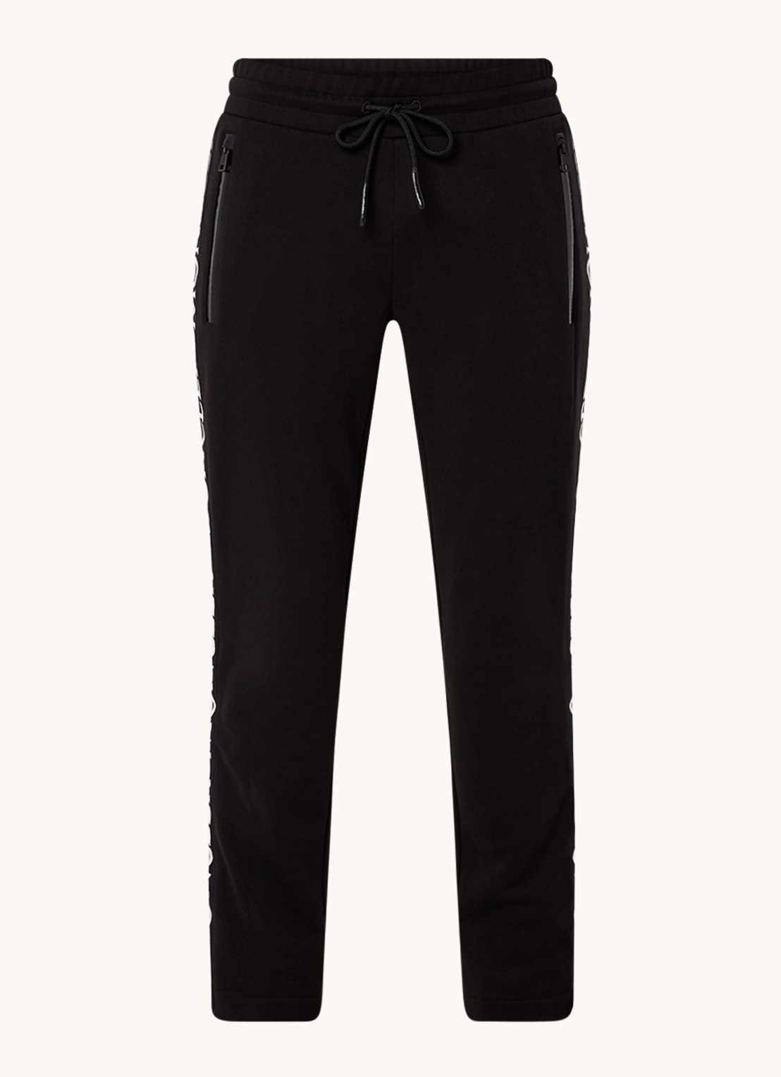 Moncler Tapered fit trackpants met logoborduring en ritszakken - voorkant 2 zwart