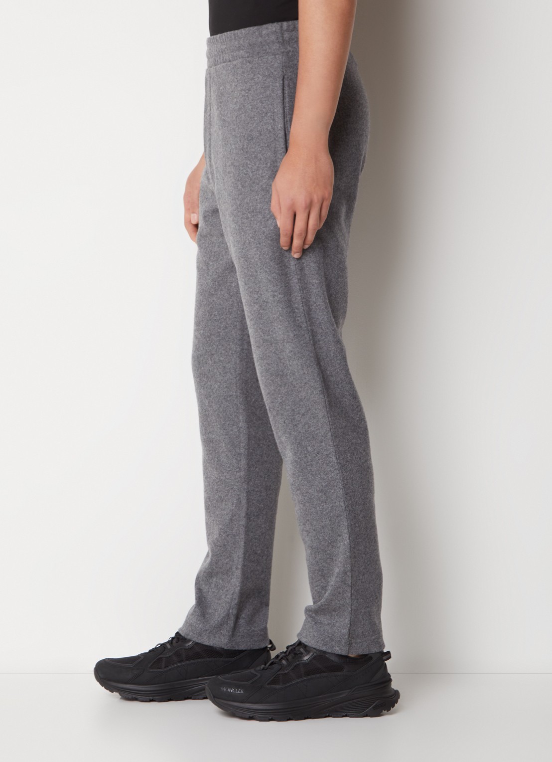Moncler Tapered joggingbroek in scheerwolblend met gemêleerd dessin - detail 2 grijsmele