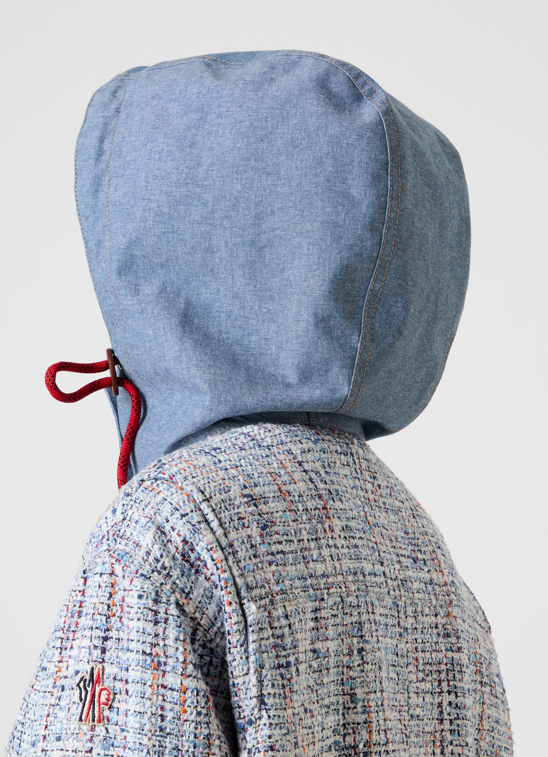 Moncler Termez jack met tweed-look en afneembare capuchon - detail 4 lichtblauw