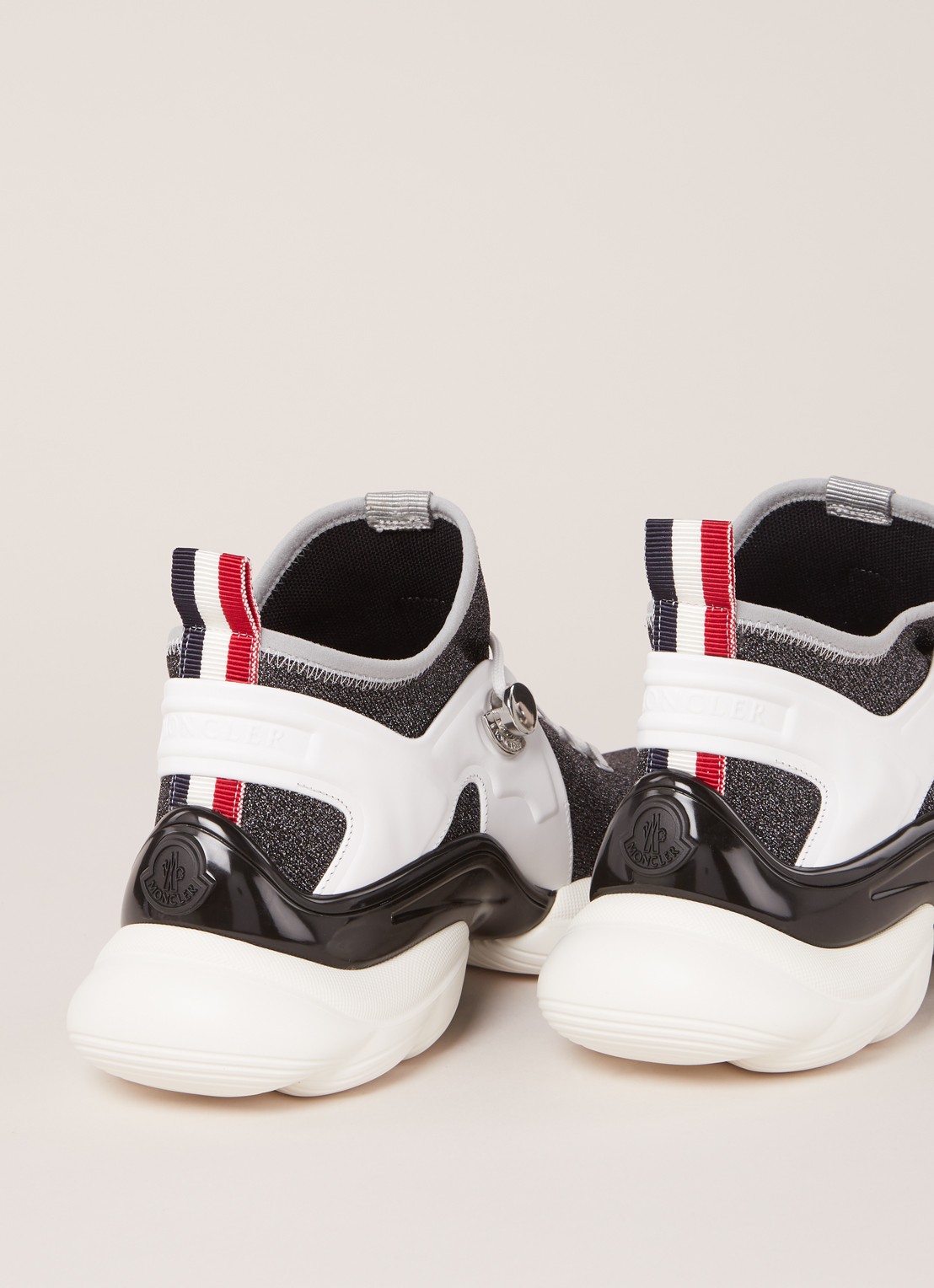 Moncler Thelma sneaker met leren details en glitter - detail 3 antraciet