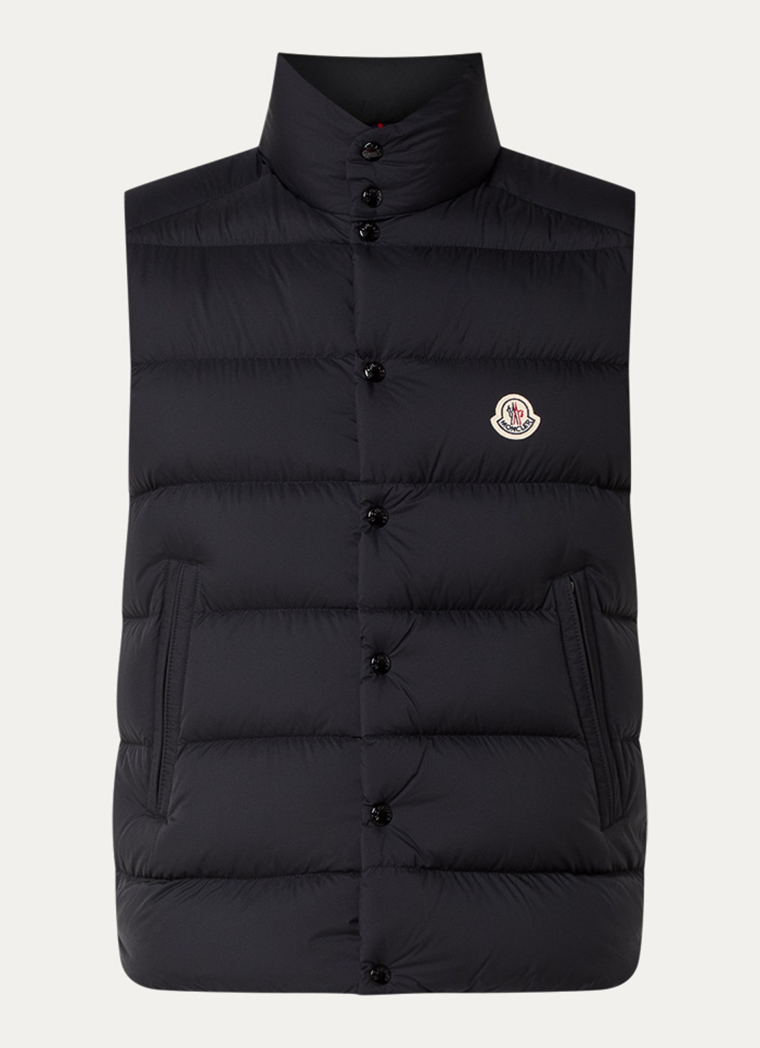 Moncler Tibb gewatteerde bodywarmer met donsvulling en logo - voorkant 4 zwart