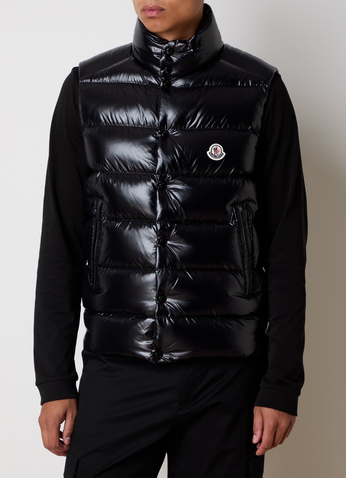 Moncler Tibb gewatteerde bodywarmer met logo - detail 2 zwart