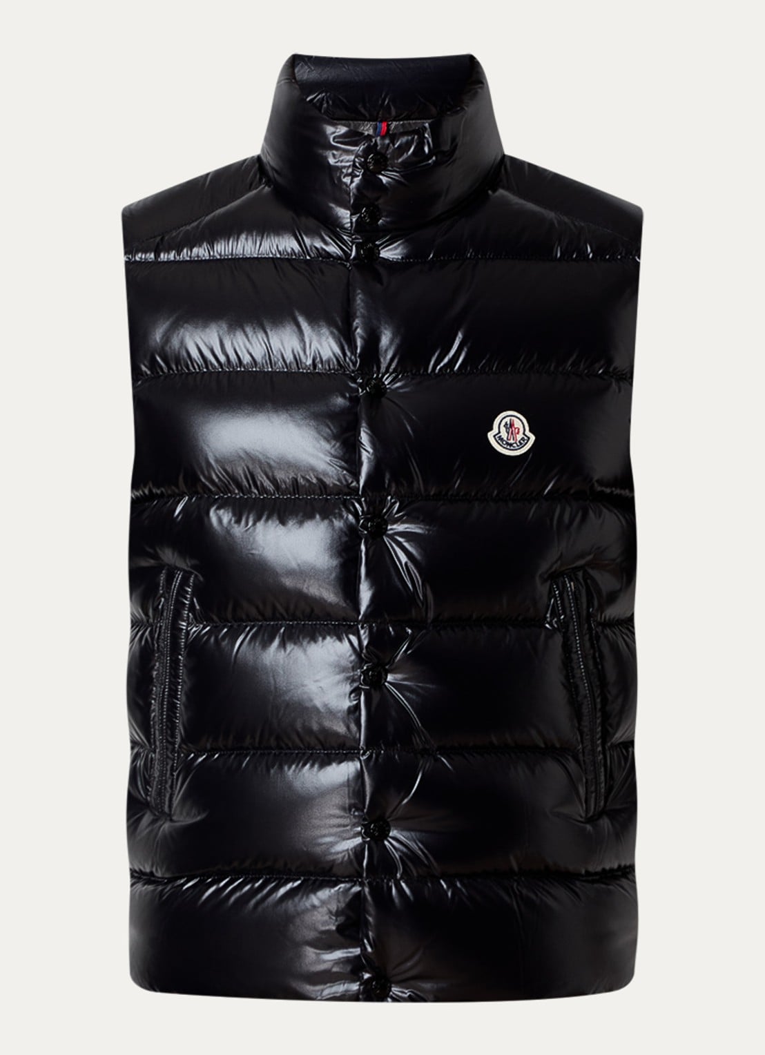 Moncler Tibb gewatteerde bodywarmer met logo - voorkant 5 zwart
